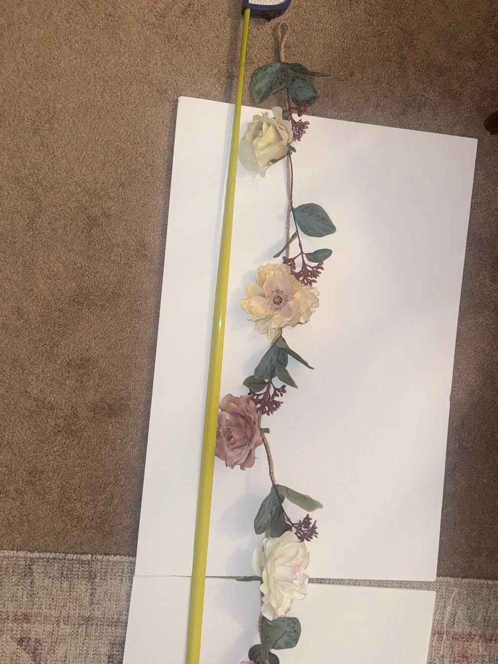 Cream and Mauve Roses & Greenery Stem Garland
